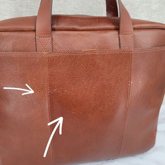 Fossil Leather Brief Workbag Cognac Breifcase Bag - Picture 16 of 16